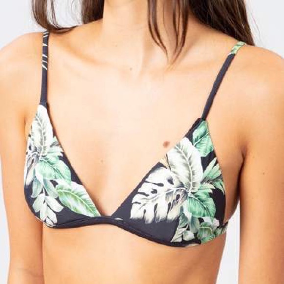 Rip Curl Palmetto Tri Bikini Top Black Floral - Picture 7 of 13